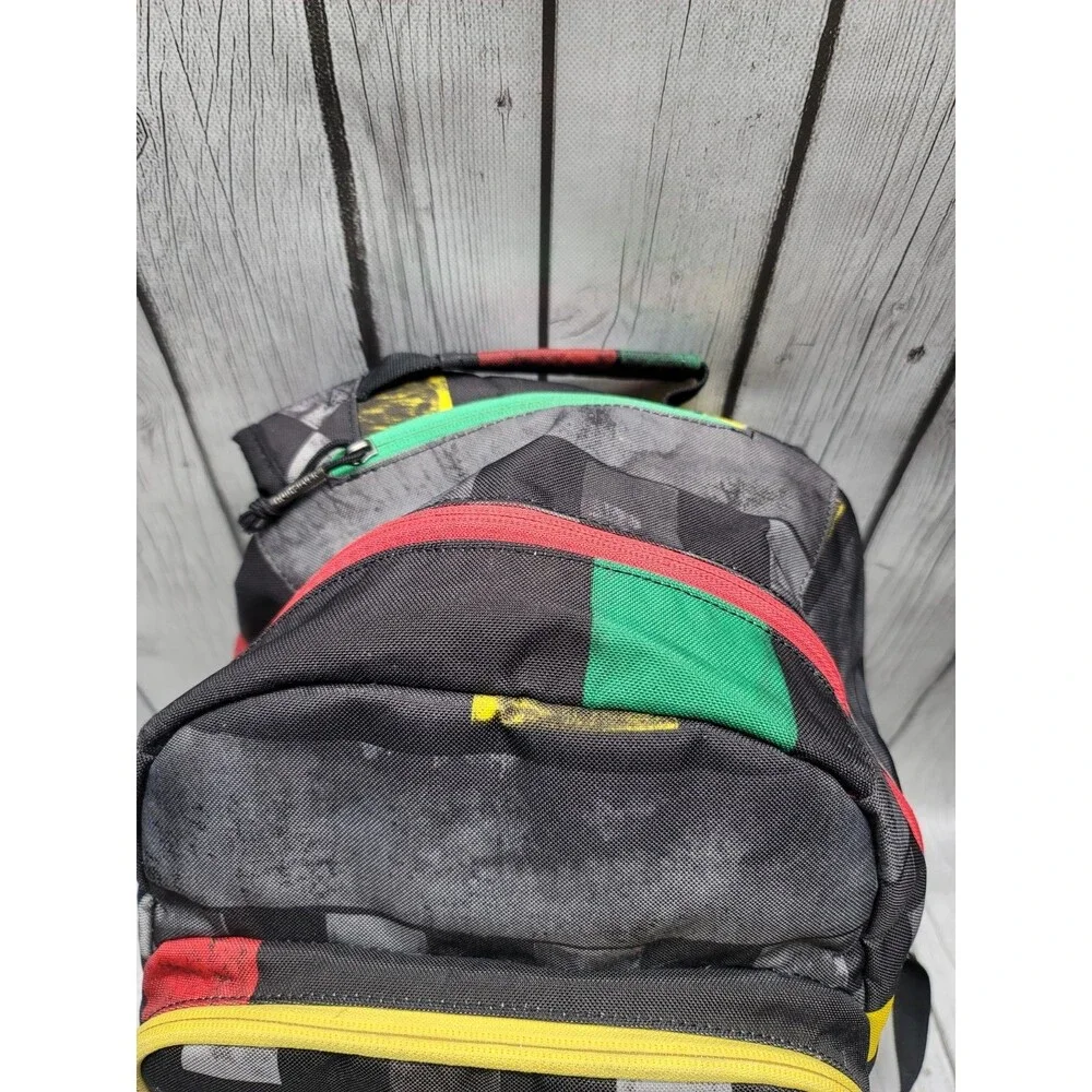 Quiksilver Backpack DNA Rasta Colorful Block Book Bag Surf Beach Backpack Rare